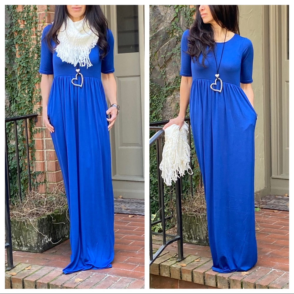 ✨LAST ONE✨Royal Blue Maxi dress with side pockets - Picture 7 of 8